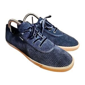 TOMS WOMENS CARMEL SNEAKERS ATLANTIC CORDUROY LOW TOP BLUE SIZE 9.5 US